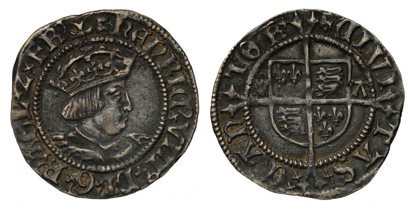 Henry VIII Halfgroat, Canterbury, 2nd coinage, Archbishop Warham