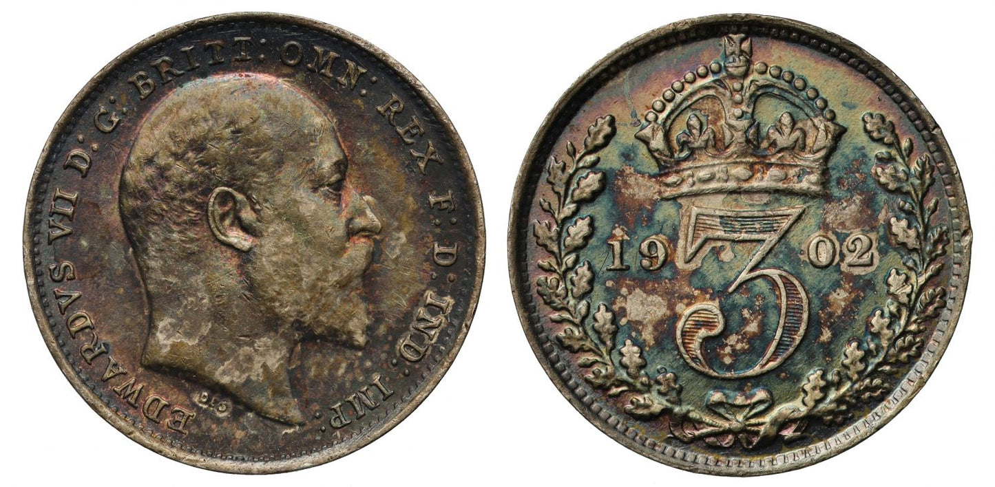 Edward VII 1902 matt proof Threepence, Coronation issue