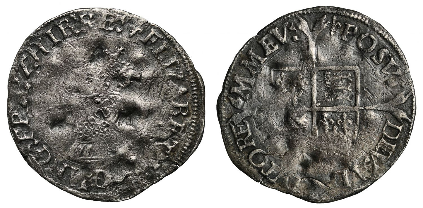 Elizabeth I Groat of Four Pence, first issue, wire line circles, mm lis, rare