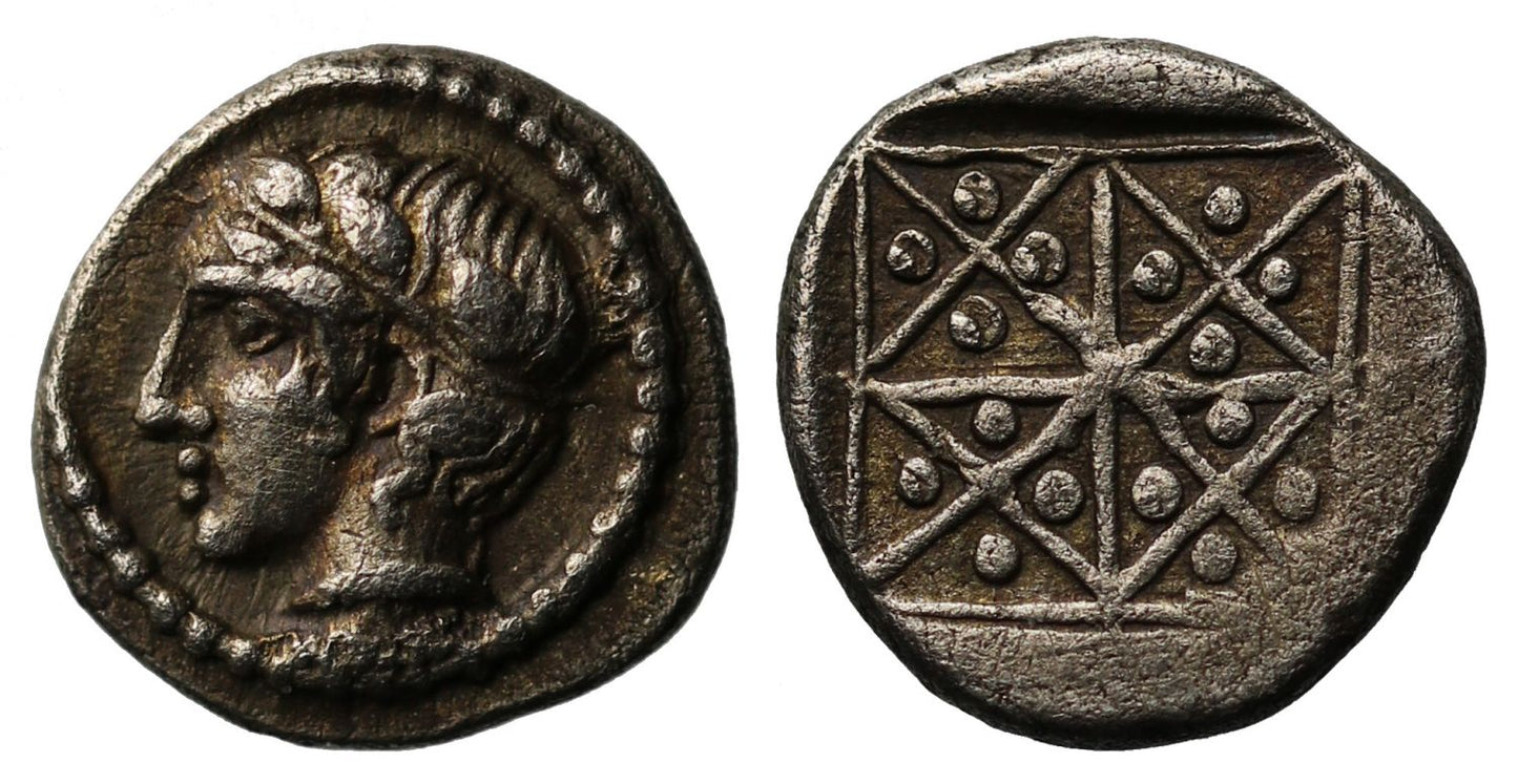 Macedon, Olynthos (?), Silver Hemiobol