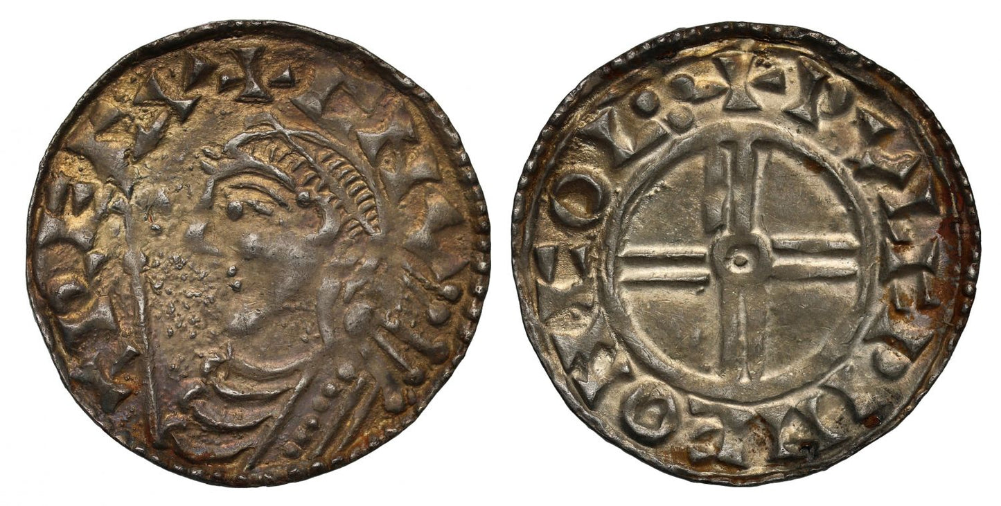 Canute Penny, Short cross type, Colchester, Wulfwine