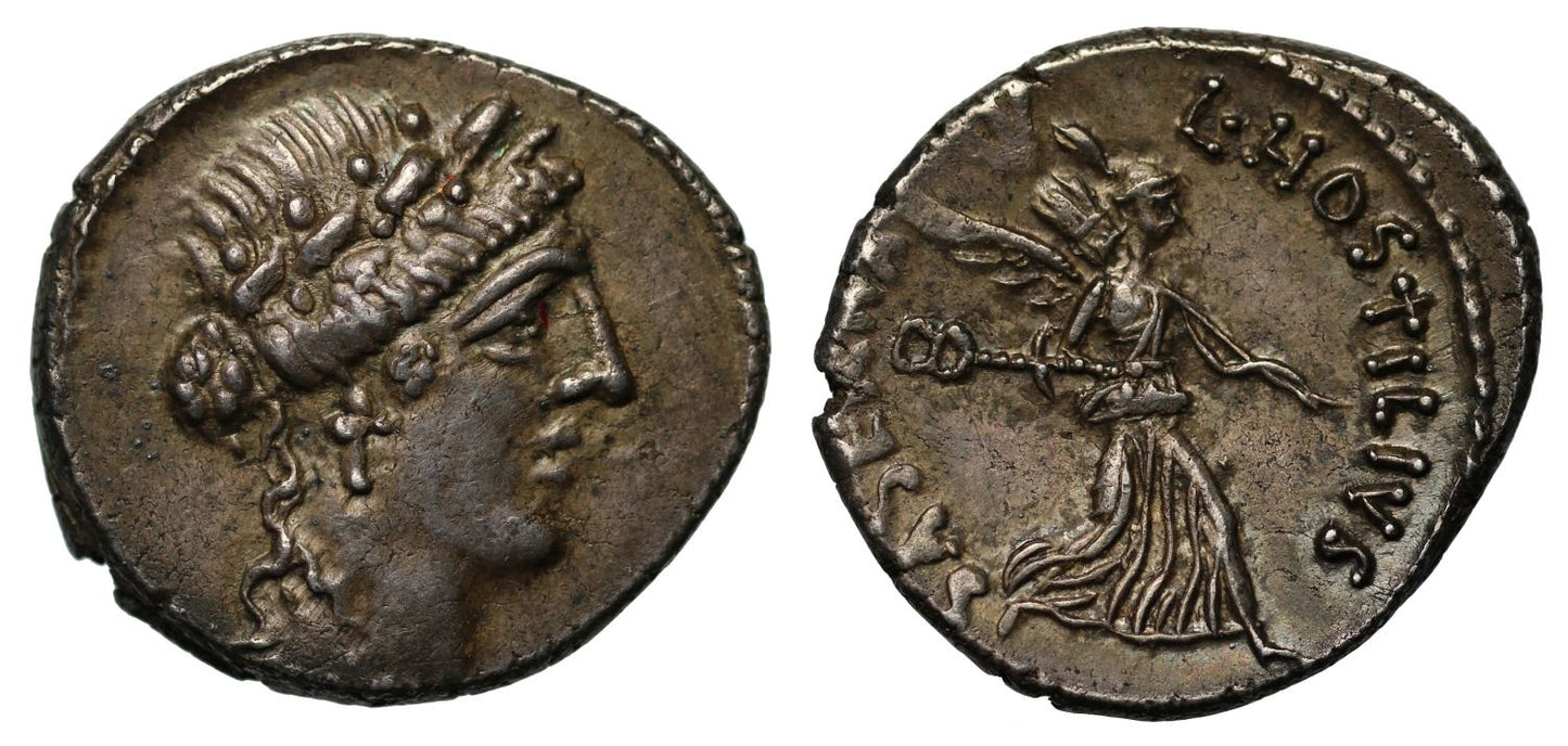 L. Hostilius Saserna, Silver Denarius