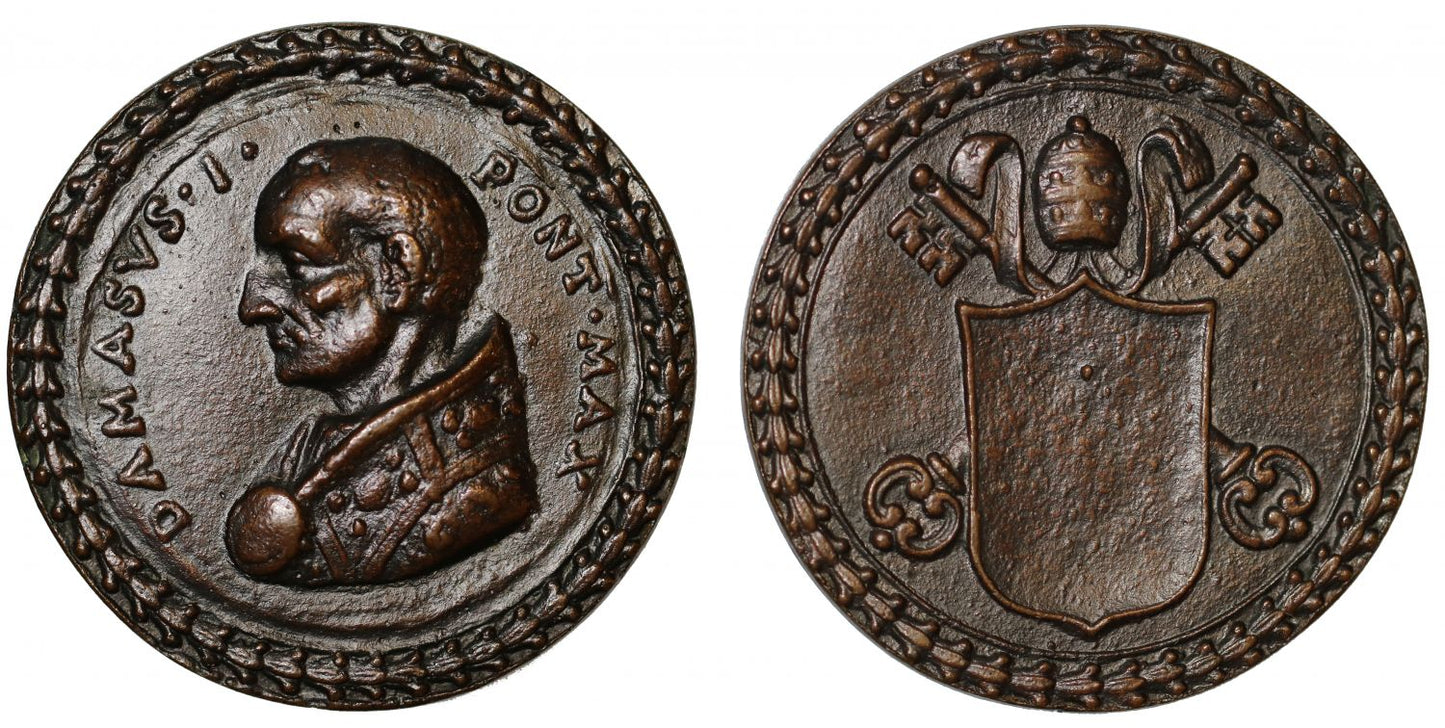 St Damasus, cast bronze medal.
