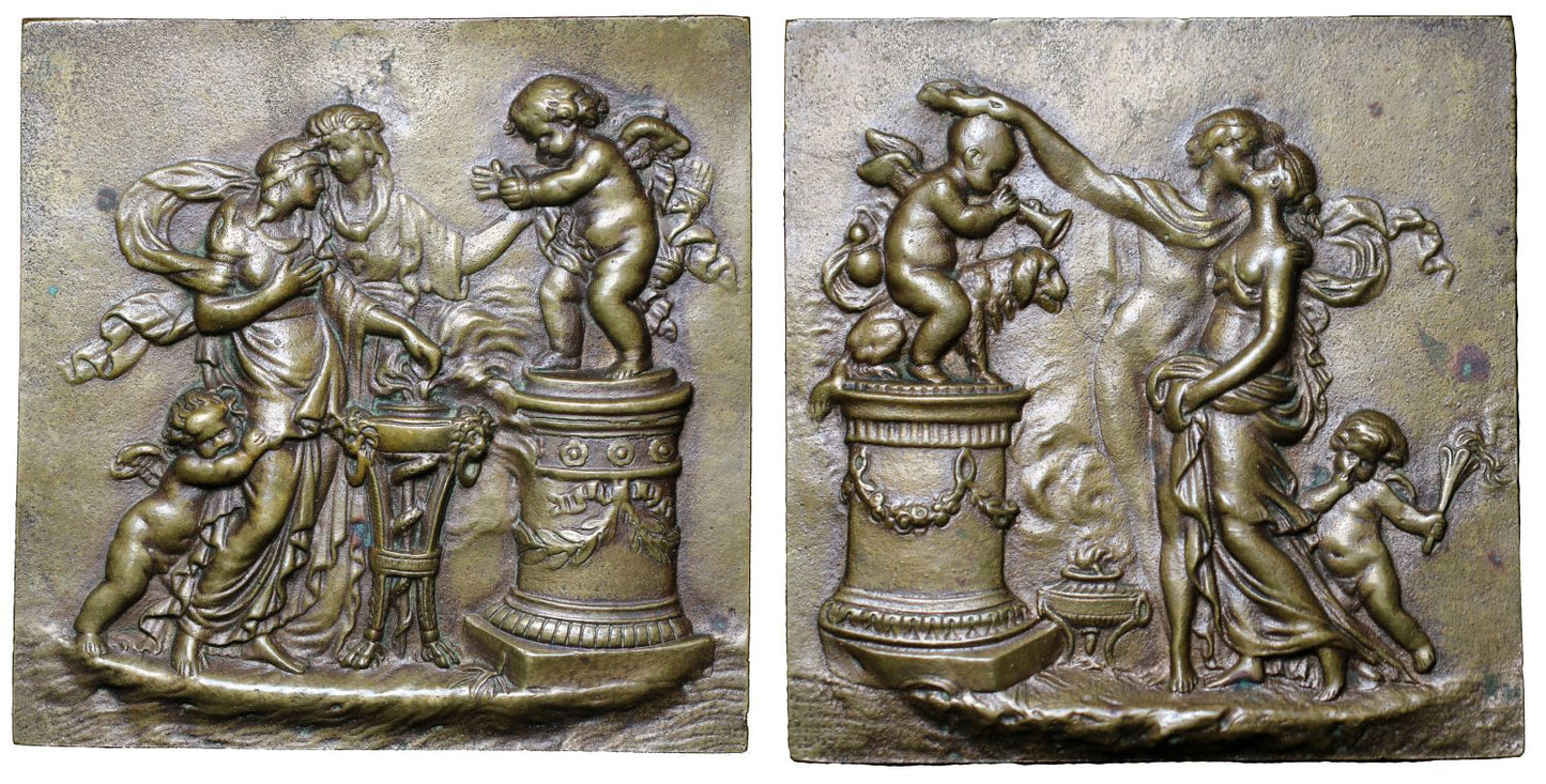 Pair of bronze plaquettes.