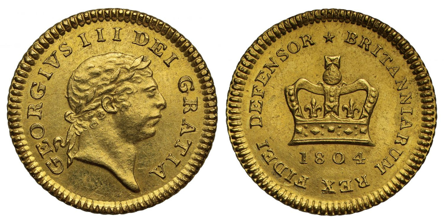 George III 1804 Third-Guinea of Seven Shillings, 3rd type, first year of 2nd bust