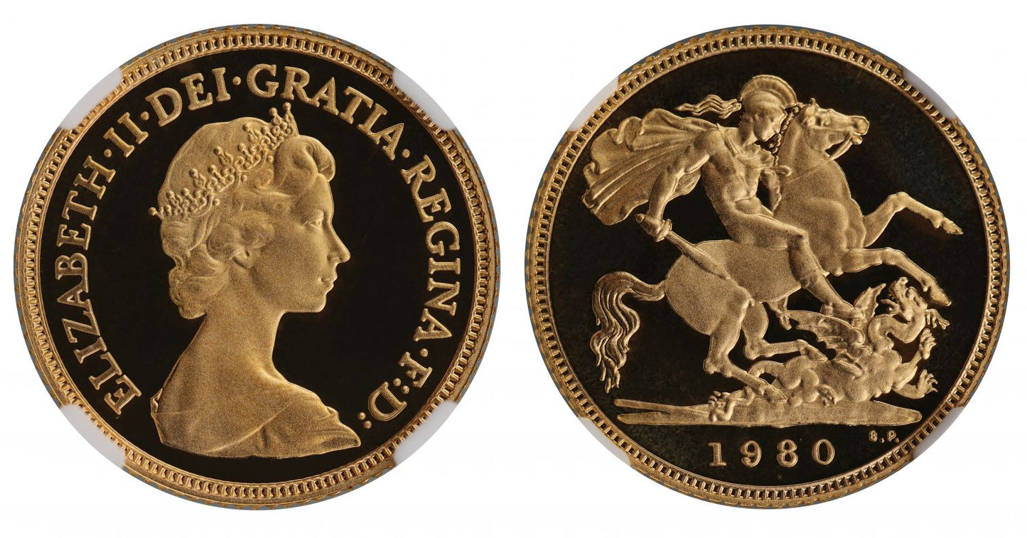 Elizabeth II 1980 proof Half-Sovereign PF69 ULTRA CAMEO