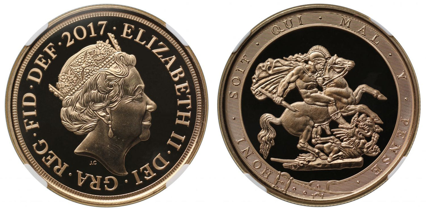 Elizabeth II 2017 gold Five-Pounds MS69 DEEP PROOF LIKE