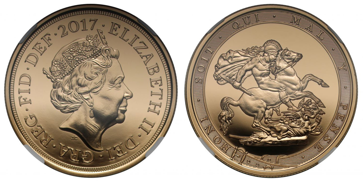 Elizabeth II 2017 gold Five-Pounds MS69 DEEP PROOF LIKE