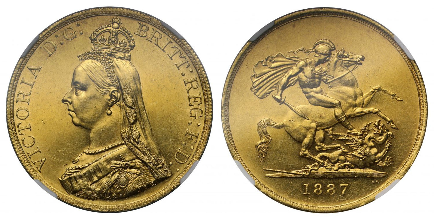 Victoria 1887 Five-Pounds, Golden Jubilee issue, MS62+