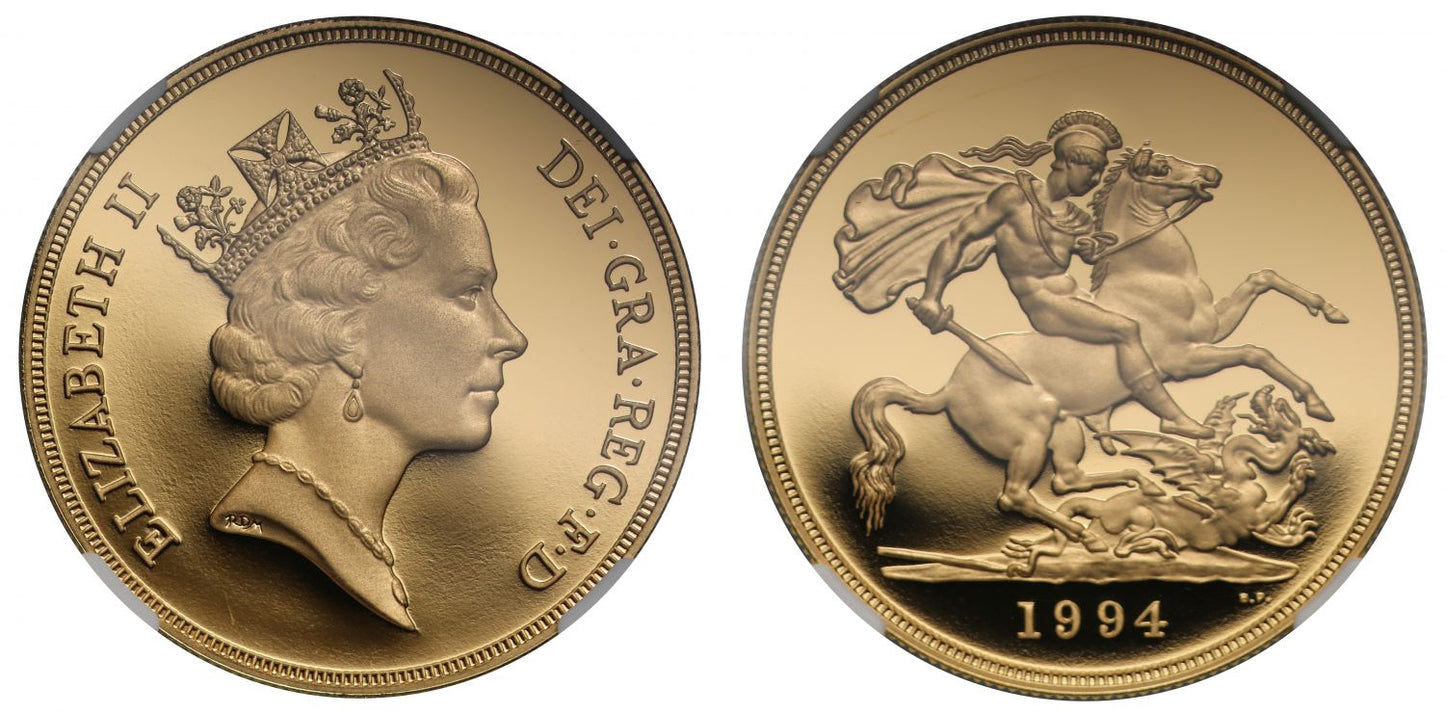 Elizabeth II 1994 proof Five-Pounds PF69 ULTRA CAMEO