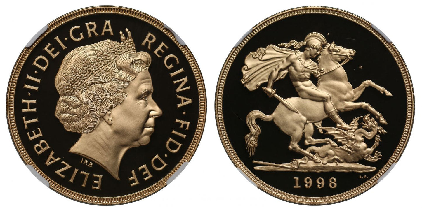 Elizabeth II 1998 proof Five-Pounds PF69 ULTRA CAMEO