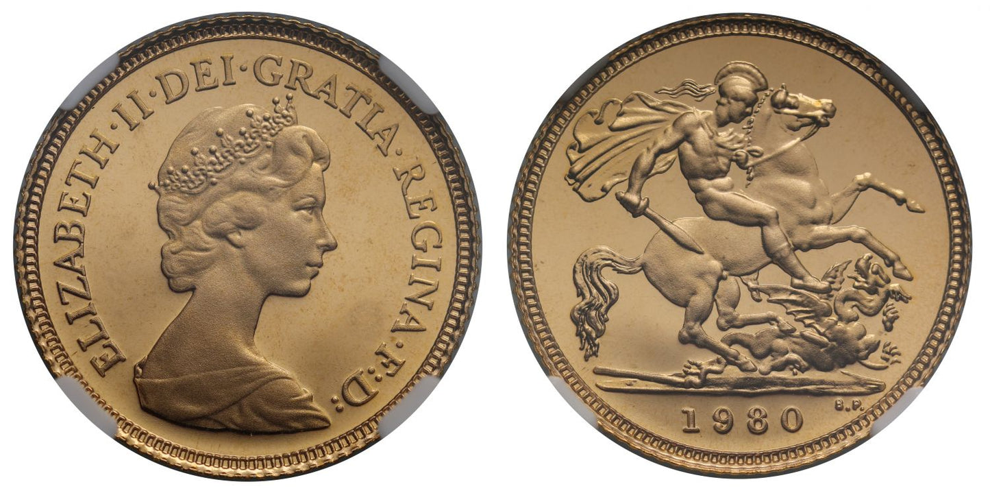 Elizabeth II 1980 proof Half-Sovereign PF68 ULTRA CAMEO