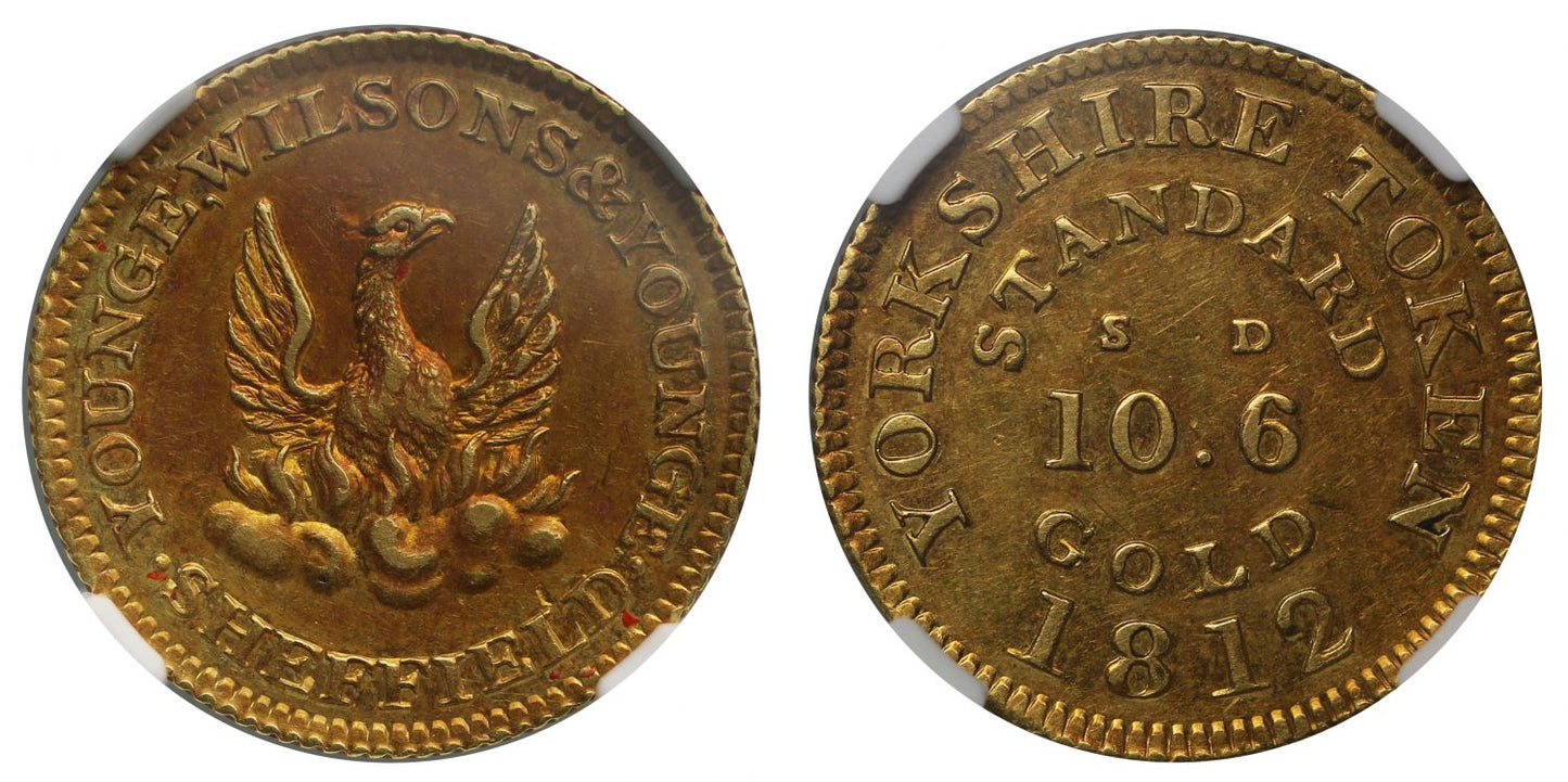 Yorkshire, Sheffield, “Phoenix” Gold 1/2-Guinea Token 1812 AU58