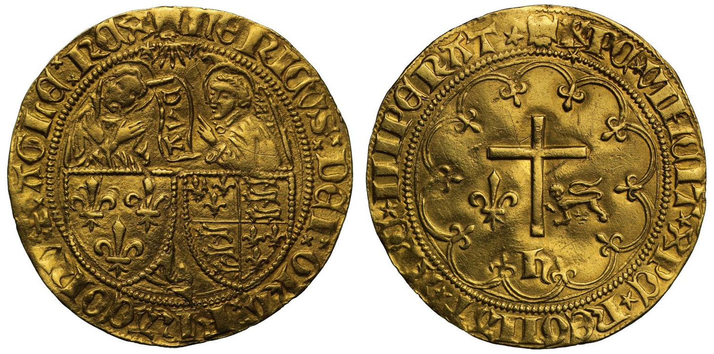 Henry VI Salut d'Or, Dijon, mm vernicle (1423-36)