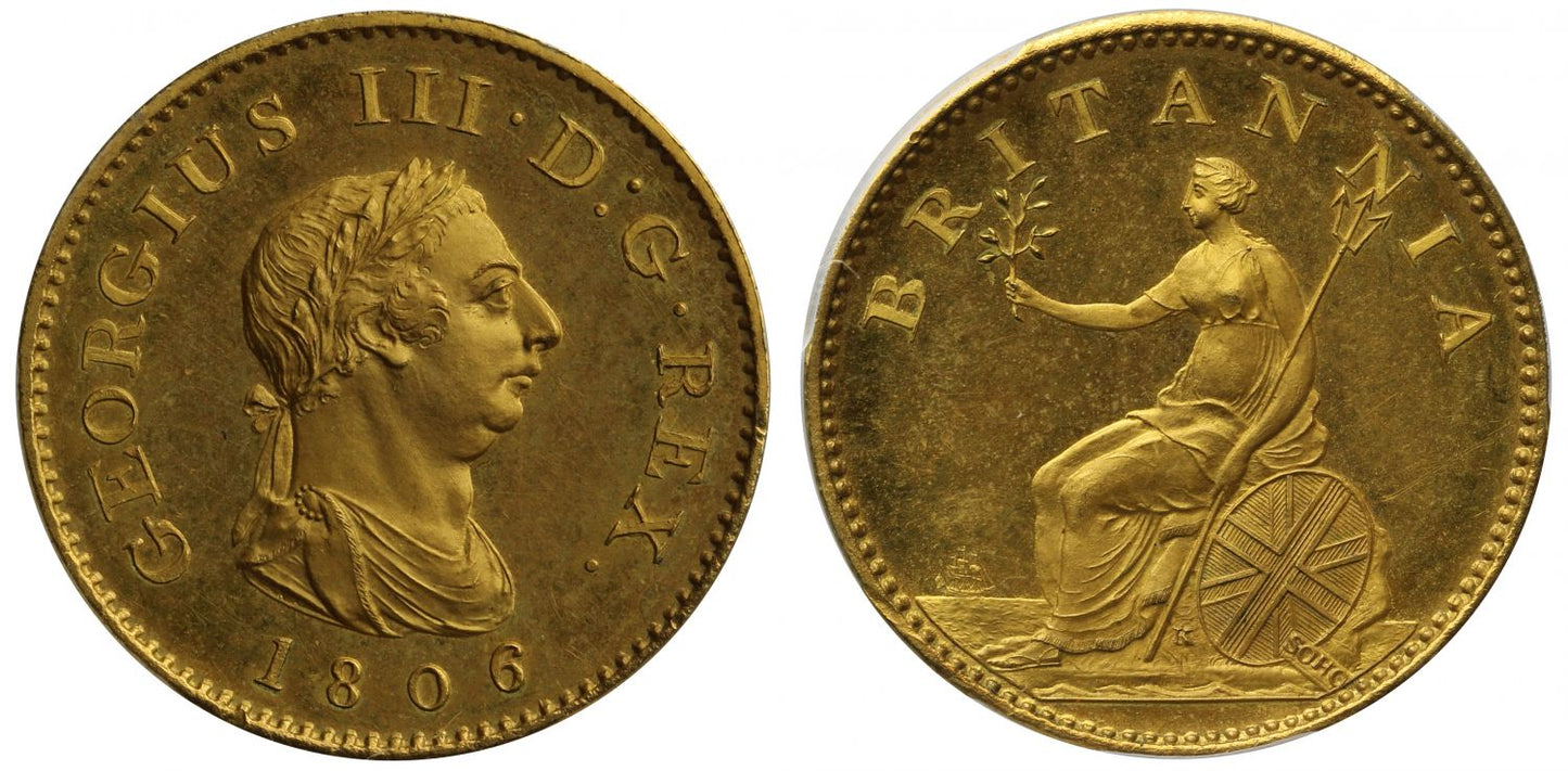 George III 1806 gilt Proof Farthing PR65