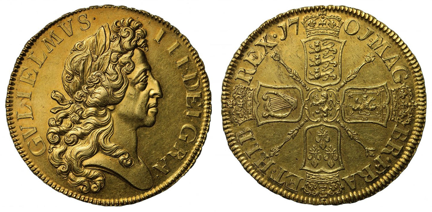 William III 1701 "Fine work" Five Guineas