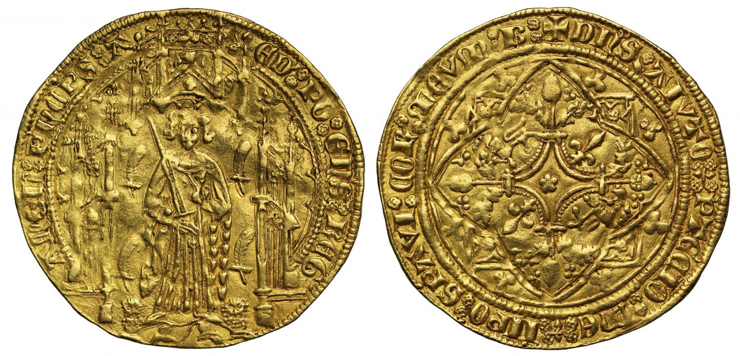 Anglo-Gallic, Edward the Black Prince Pavillon d'Or, 1st issue AGC 154B 1/d AU55