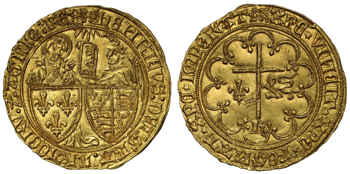 Anglo-Gallic, Henry VI Salut d'Or, Rouen, MS63, initial mark lion