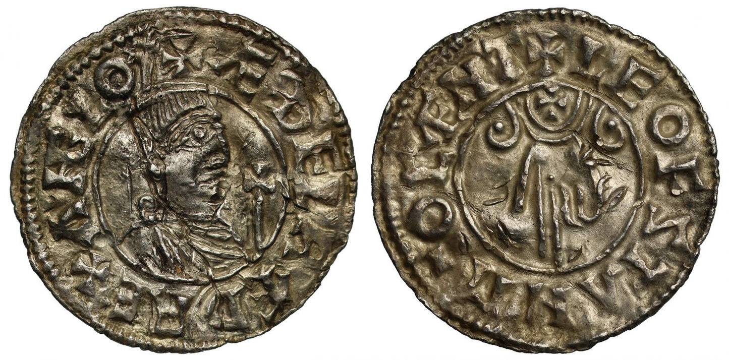 Aethelred II Penny, Benediction hand type, Canterbury, Leofstan