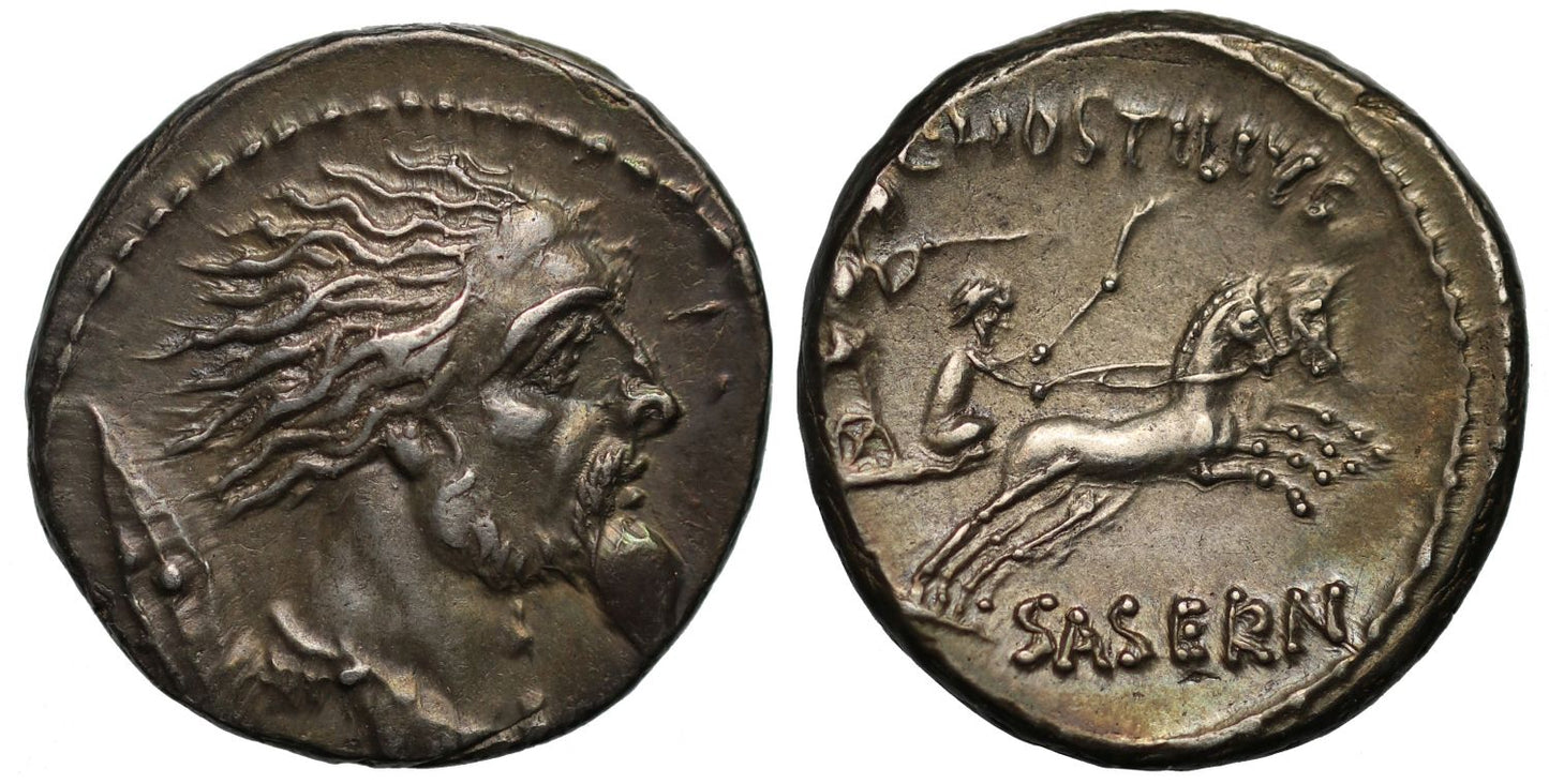 L. Hostilius Saserna, Silver Denarius