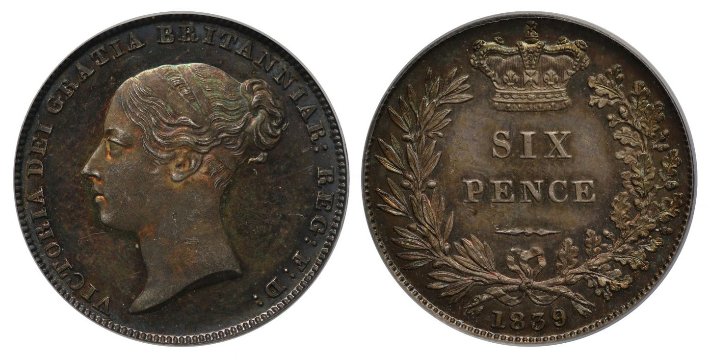 Victoria 1839 proof Sixpence CGS UNC90