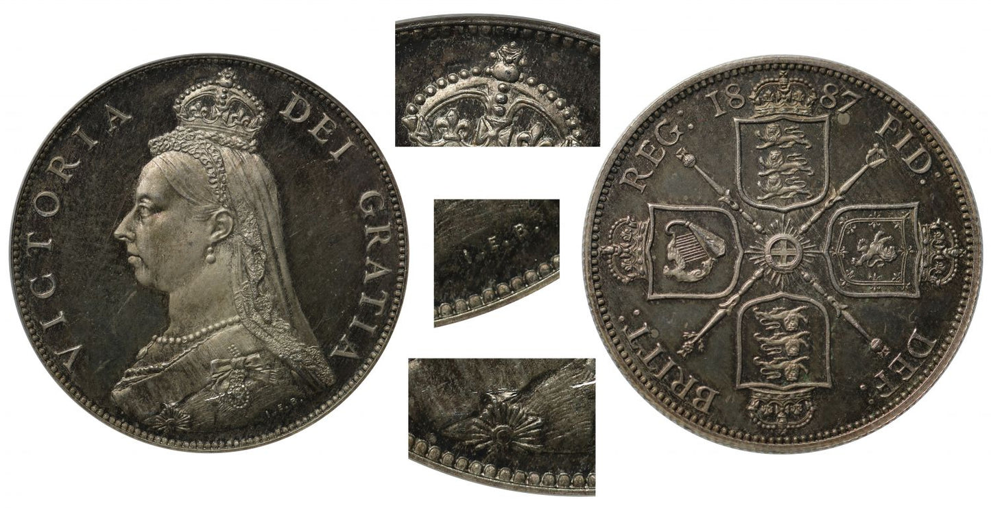 Victoria 1887 pattern Florin, rarest die variety CGS 82
