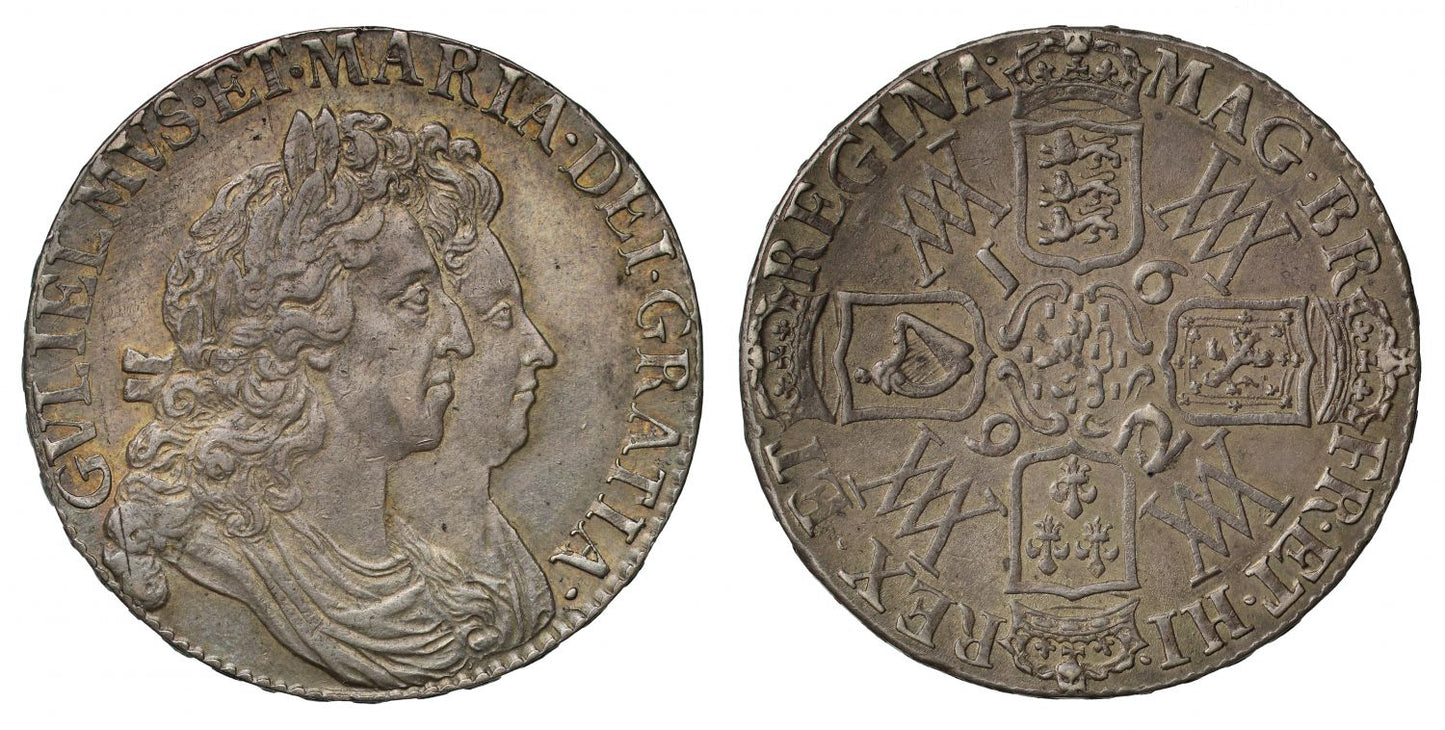William and Mary 1692 Crown 2 over 2