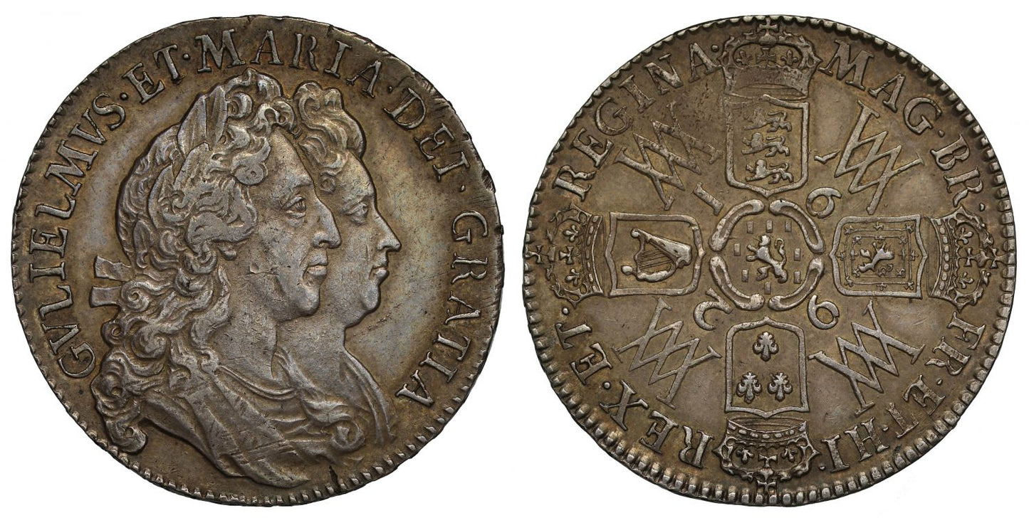 William and Mary 1692 Halfcrown, ex Bliss, Lord Grantley and Adams