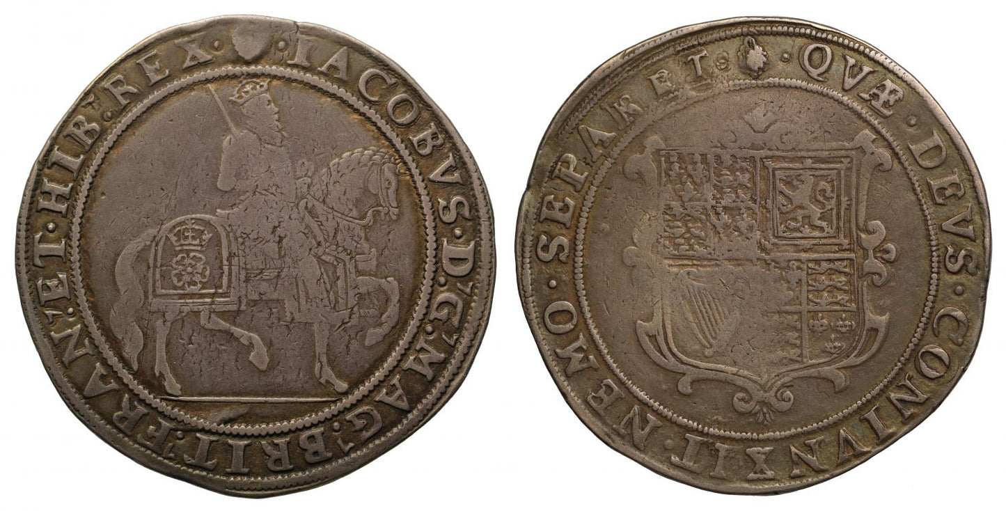James I Crown mintmark grapes, c.1607, second coinage, very rare mint mark