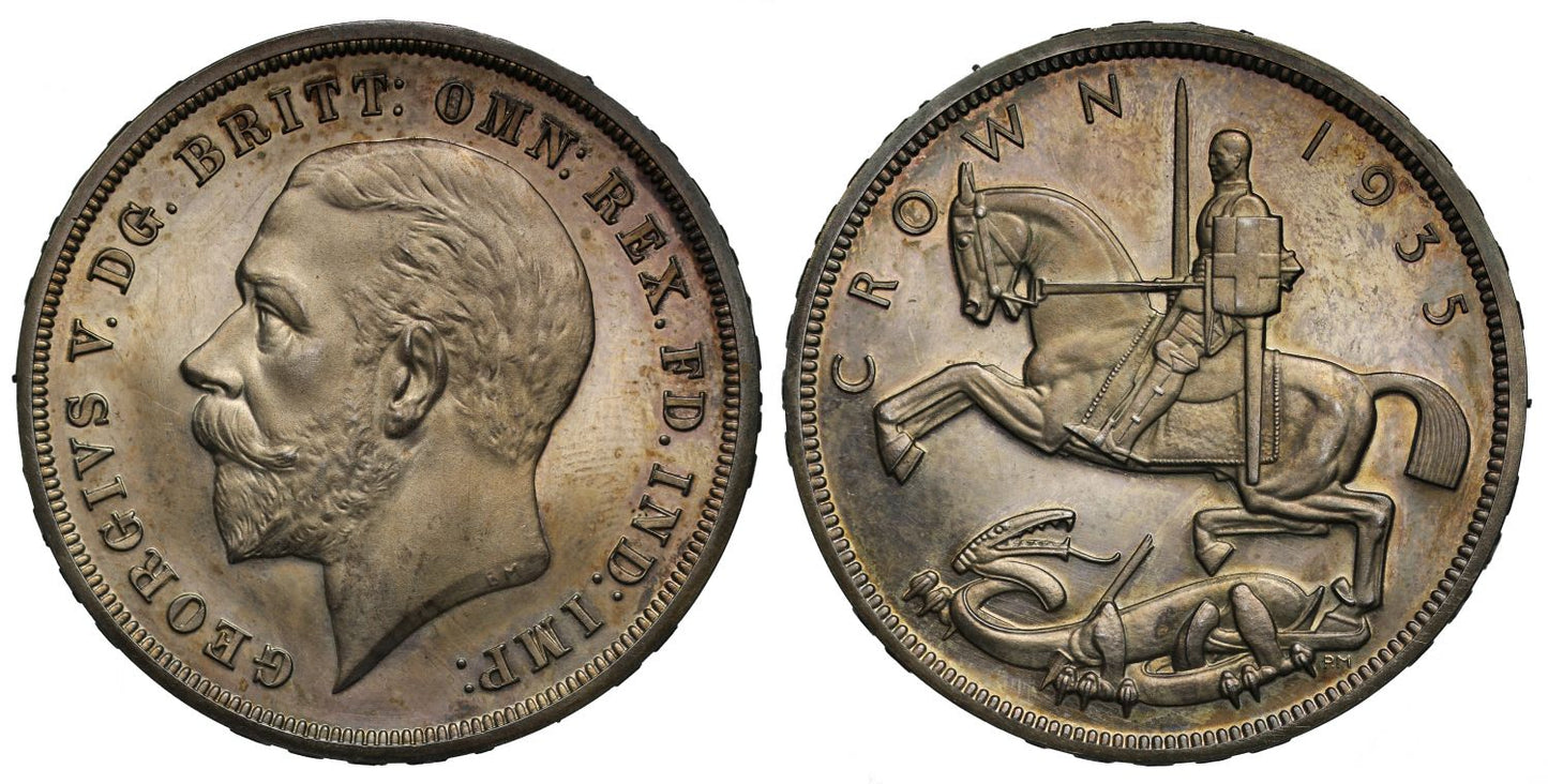 George V 1935 Proof Crown Error Edge PF63 Cameo