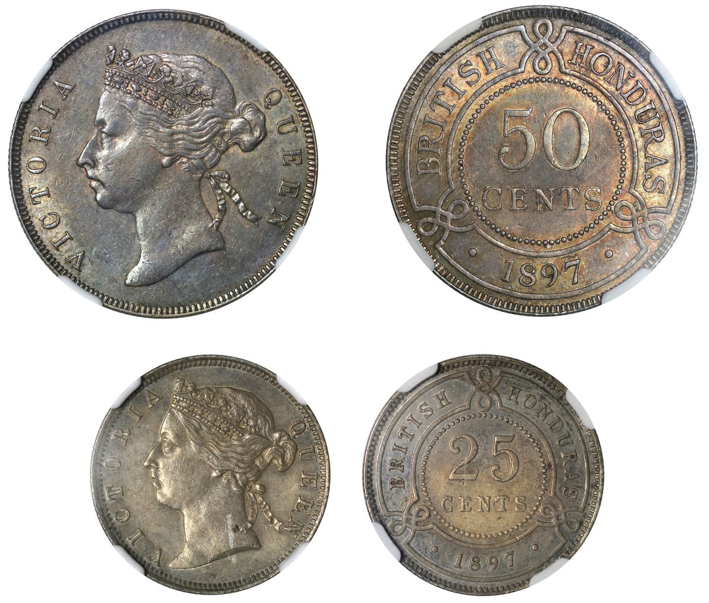 British Honduras, 25- and 50-Cents, 1897.