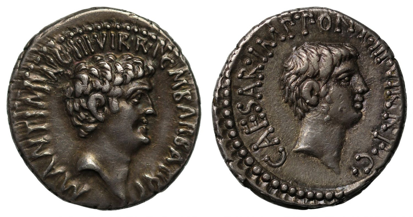 Mark Antony & Octavian, Silver Denarius