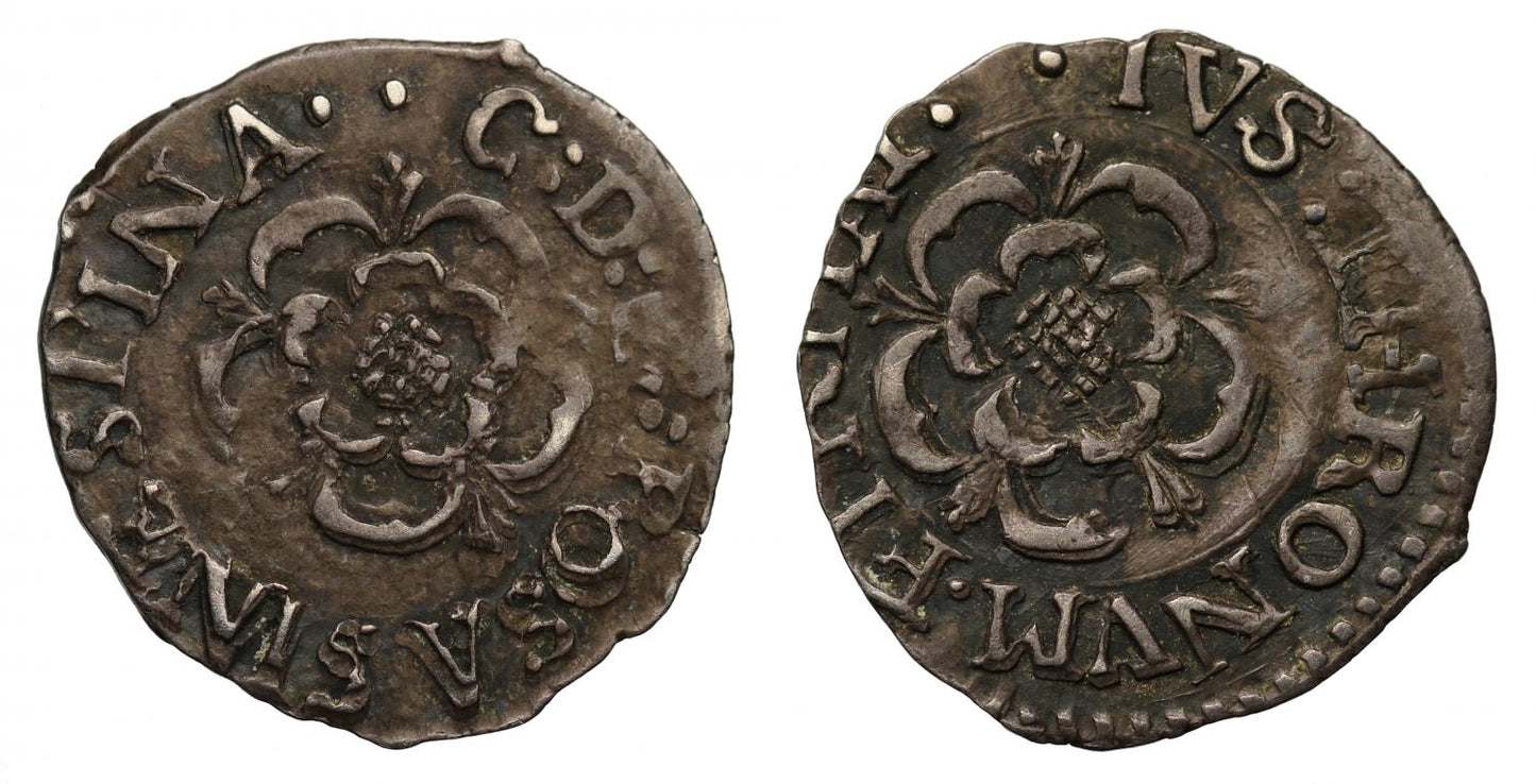 Charles I Penny mm two pellets, group A, type 1a no inner circles