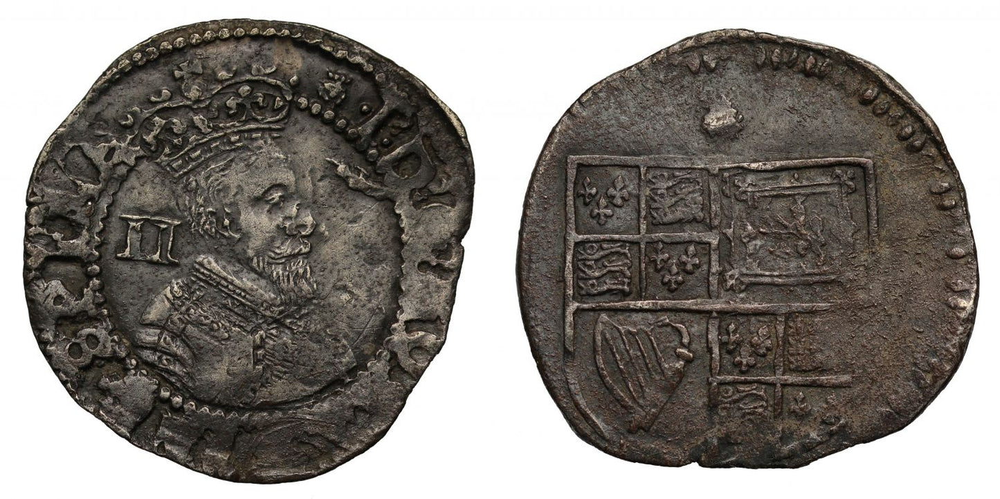 James I silver Halfgroat mm thistle, first coinage with bust