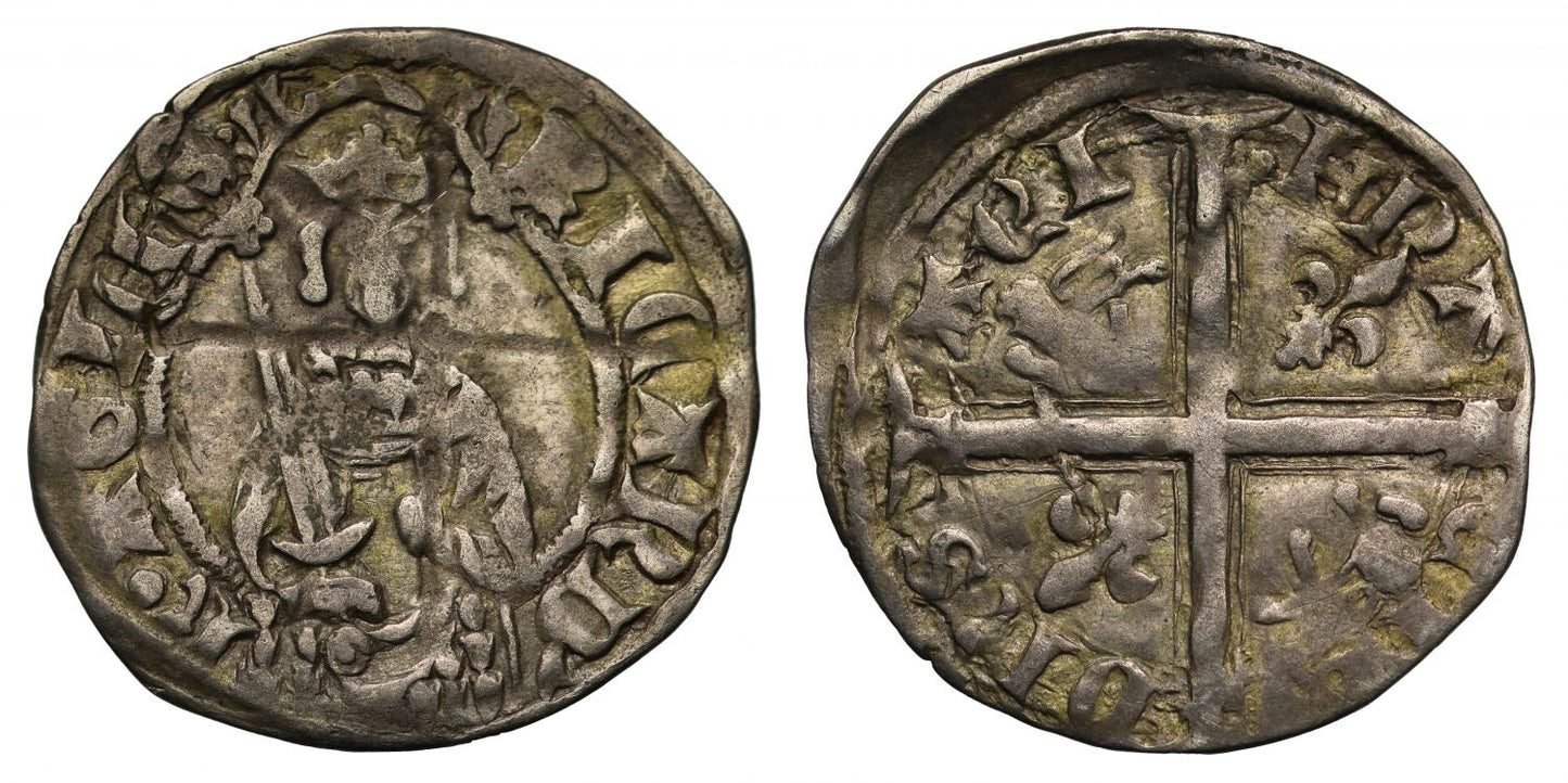 Richard II Hardi d'Argent, lion in first quarter of reverse