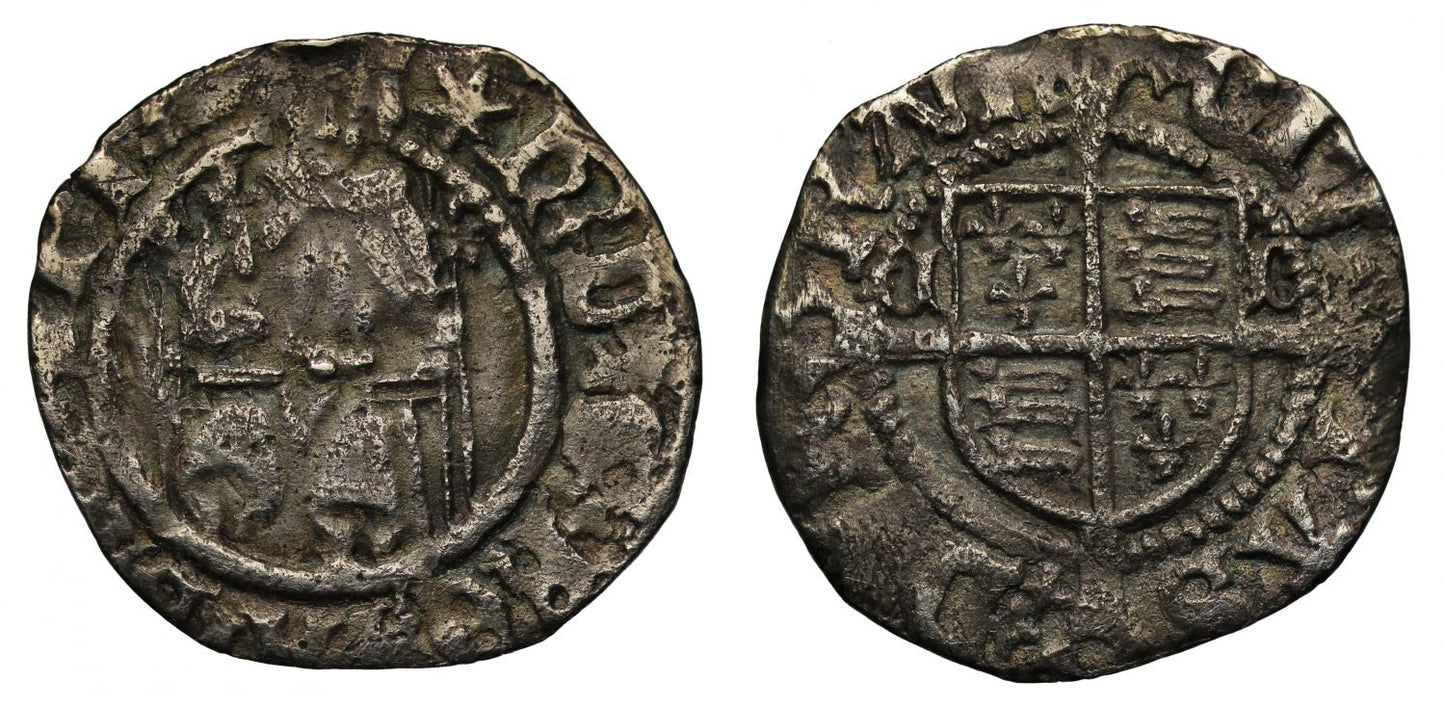 Henry VIII Penny, Sovereign type, Durham, under Bishop Tunstall, mm. star