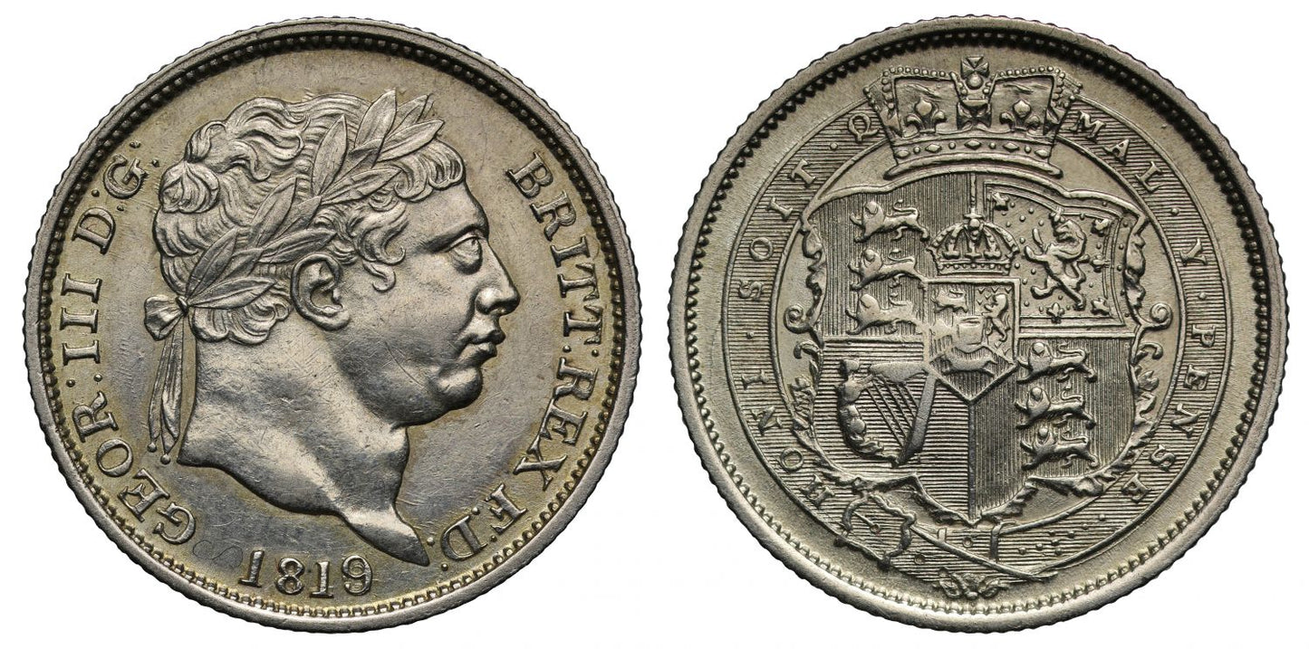 George III 1819 Shilling 9 over 6 or rotated 9