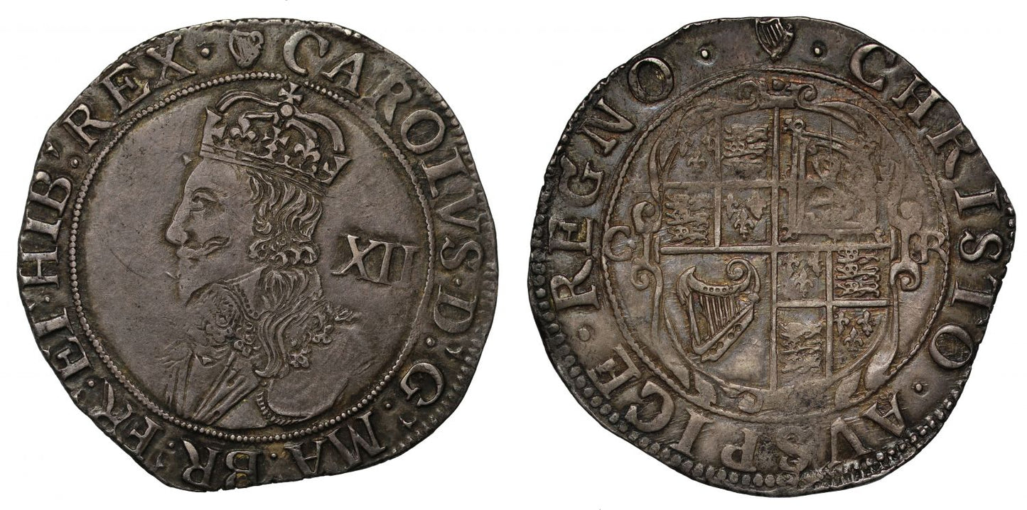 Charles I Shilling mm harp
