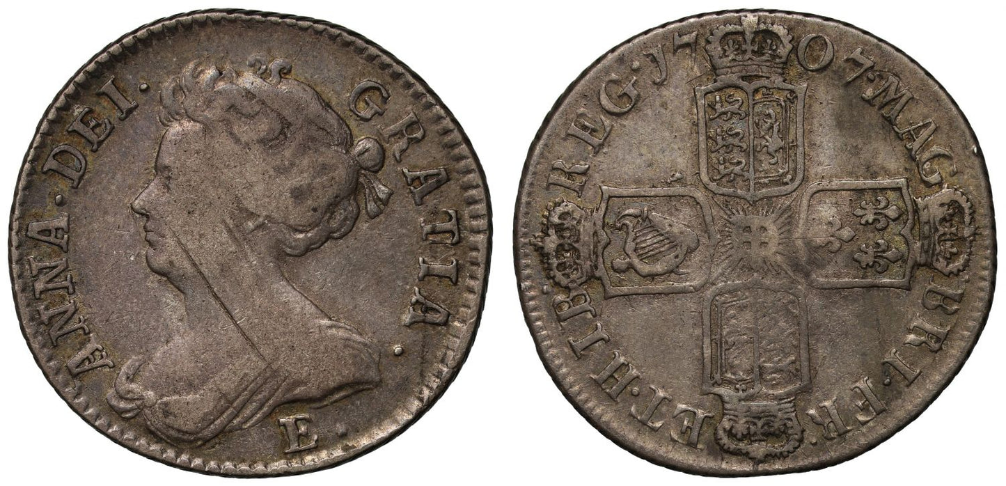 Anne 1707 E* Shilling