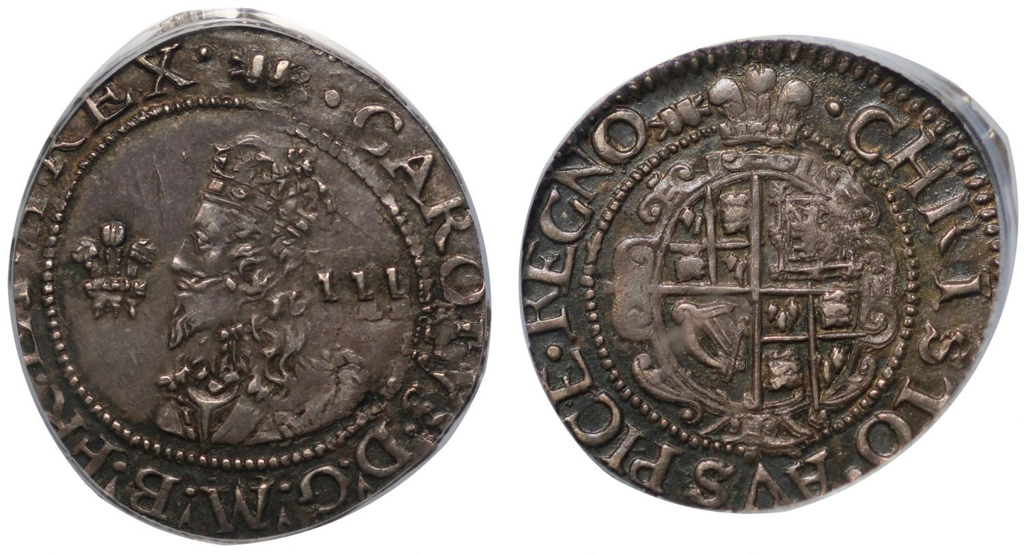 Charles I Threepence Aberystwyth mint AU50