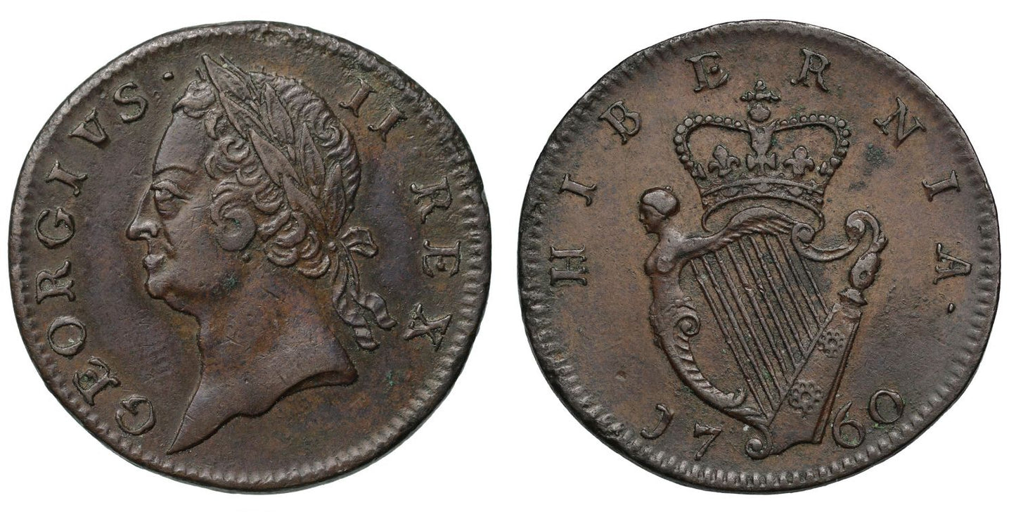 Ireland, George II 1760 copper Halfpenny
