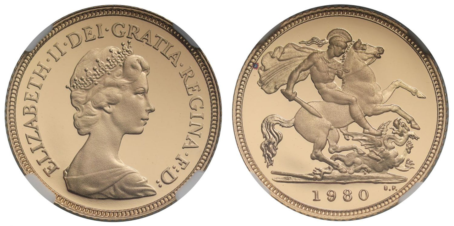 Elizabeth II 1980 proof Half-Sovereign PF70 ULTRA CAMEO