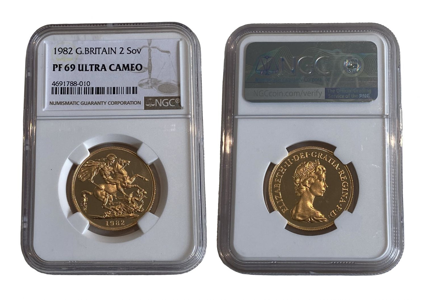 Elizabeth II 1982 proof Two-Pounds PF69 ULTRA CAMEO