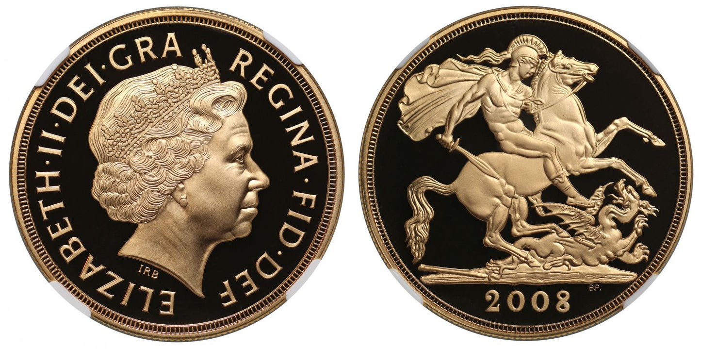 Elizabeth II 2008 proof Five-Pounds PF70 ULTRA CAMEO