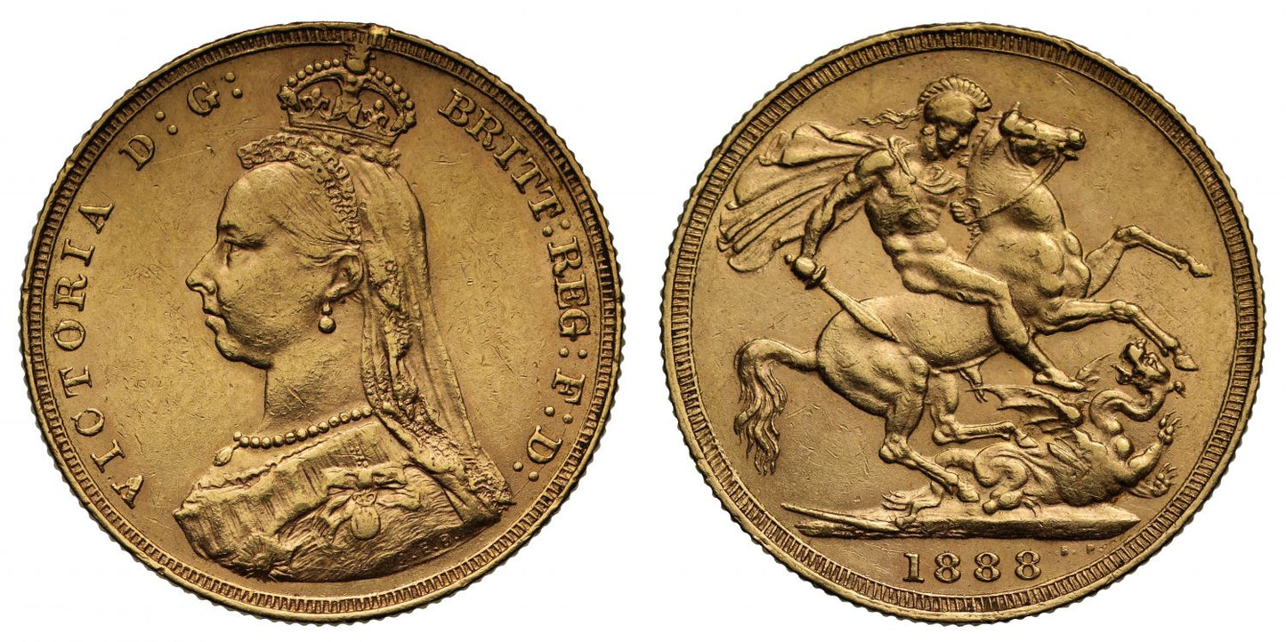 Victoria 1888 London mint Sovereign, first legend