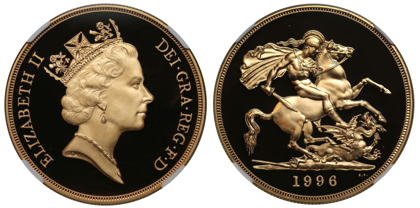 Elizabeth II 1996 proof Five-Pounds PF69 ULTRA CAMEO