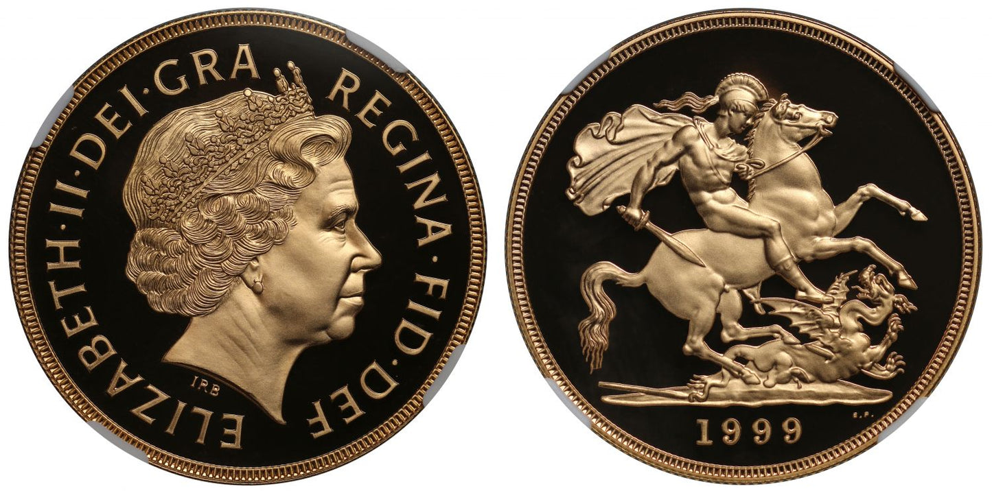 Elizabeth II 1999 proof Five-Pounds PF69 ULTRA CAMEO