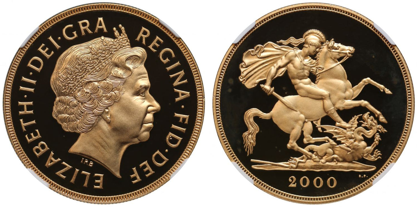 Elizabeth II 2000 proof Five-Pounds PF68 ULTRA CAMEO