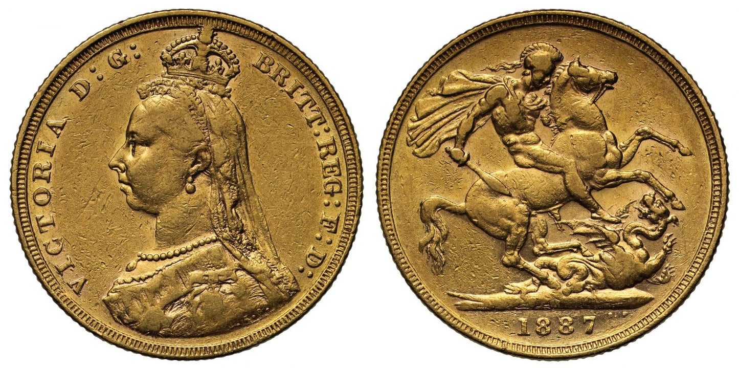 Victoria 1887-M Sovereign, Melbourne, DISH M1, R5