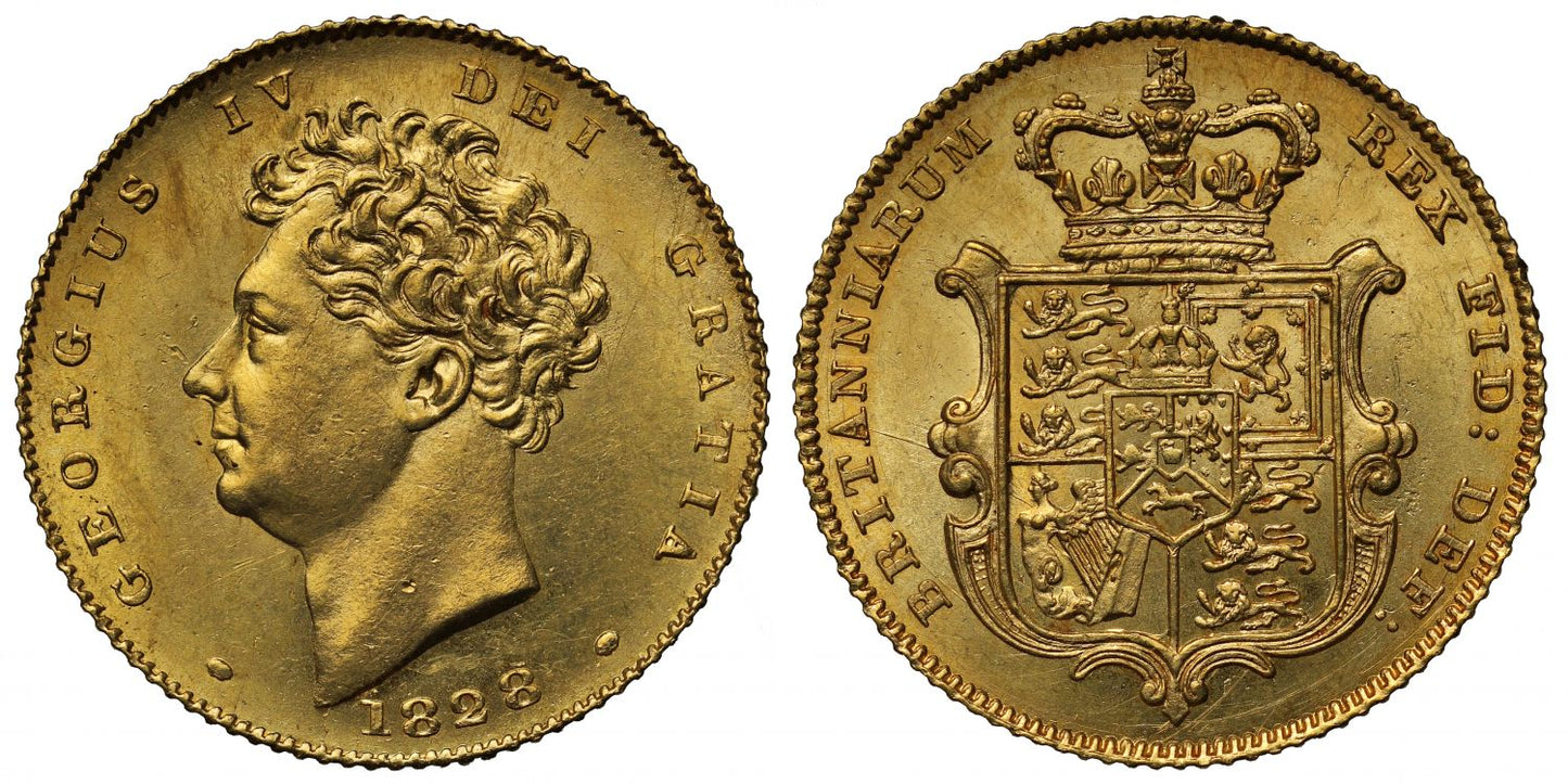George IV 1828 Half-Sovereign, no extra hair tuft